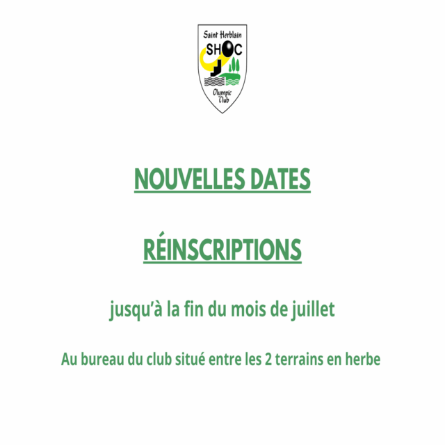 Réinscriptions 2025-2026 – nouvelles dates