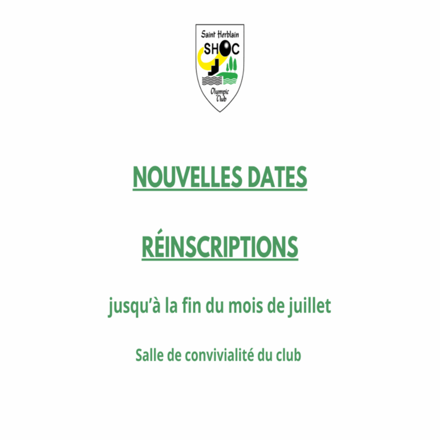 Réinscriptions 2025-2026 – nouvelles dates